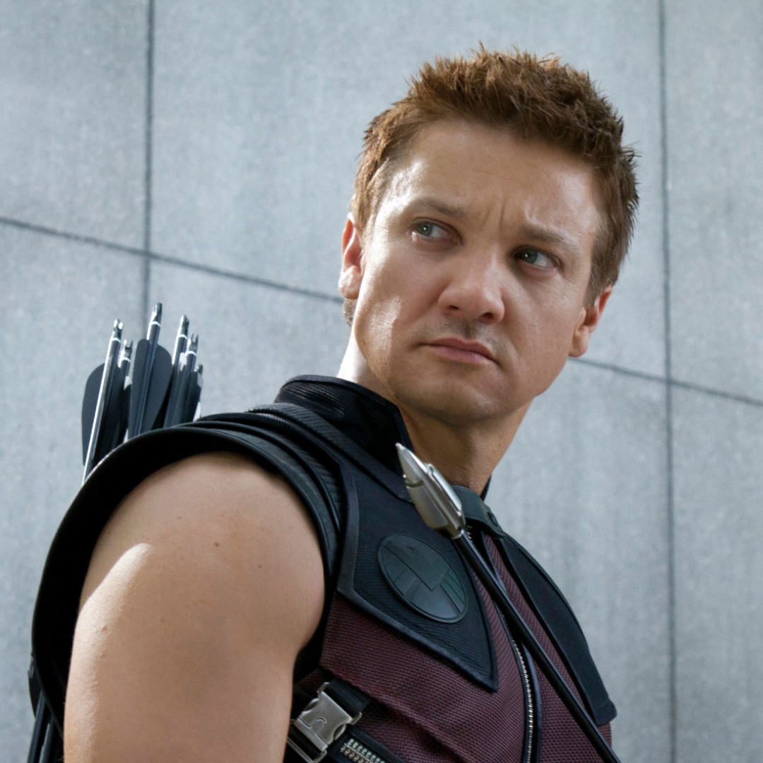 Hawkeye interprété par Jeremy Renner dans le film Avengers.