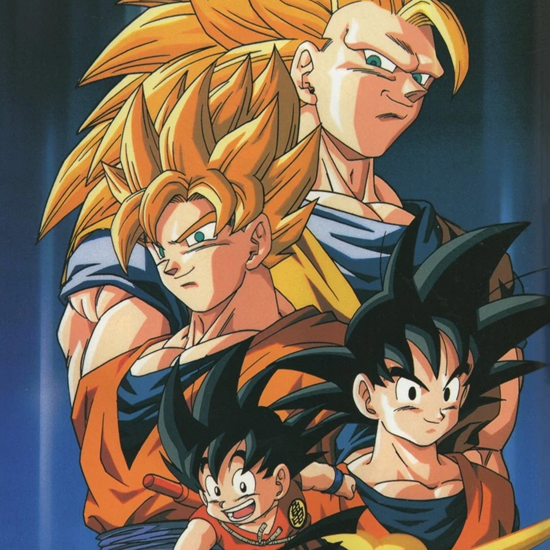 Goku enfant, adulte, Super Saiyan et Super Saiyan 3.