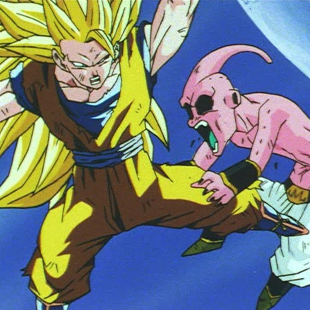 La scène de la bataille entre Goku et Buu.