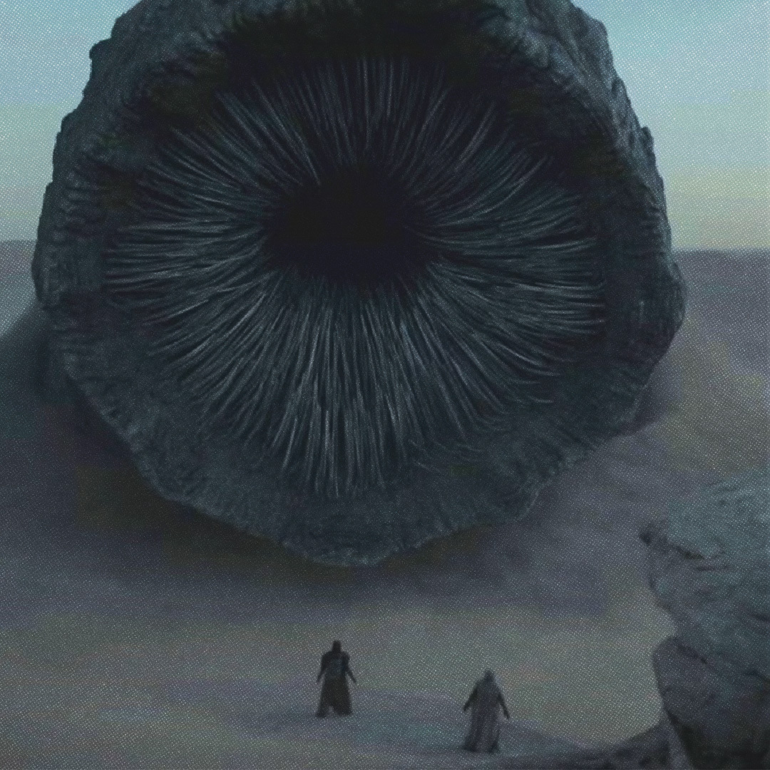 Un ver des sables en gros plan dans le film Dune (2021).