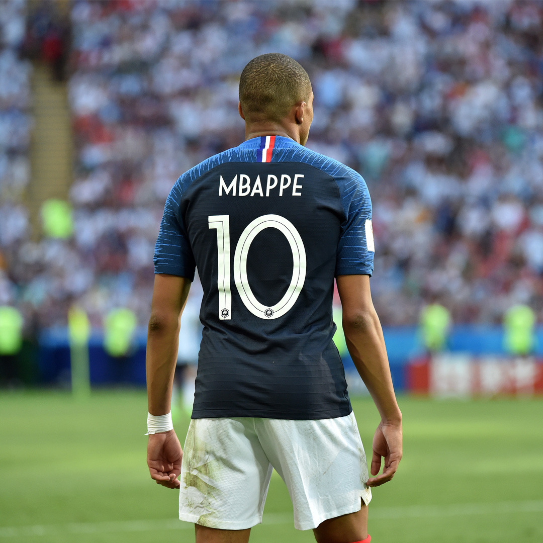 Kylian Mbappé en action lors du match entre la France et l’Argentine durant la Coupe du Monde de la FIFA 2018, en Russie.