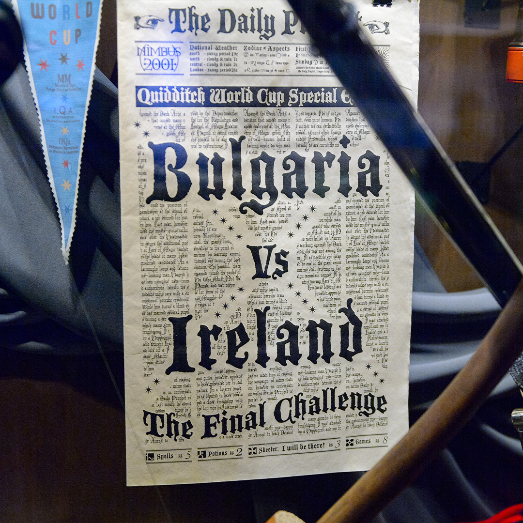 Une de journal annonçant le match final de Quiddtich entre la Bulgarie et l'Irlande.