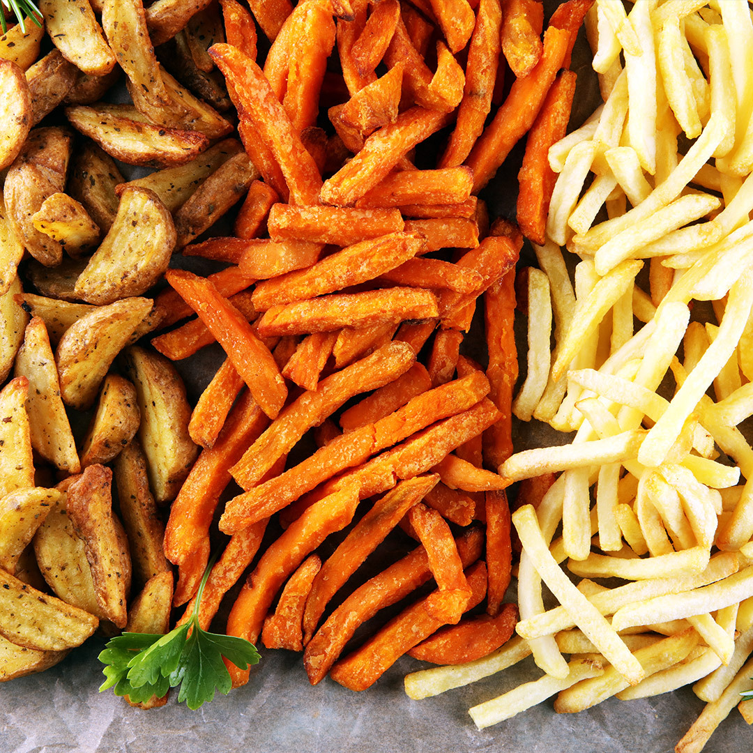 Trois variétés de frites.