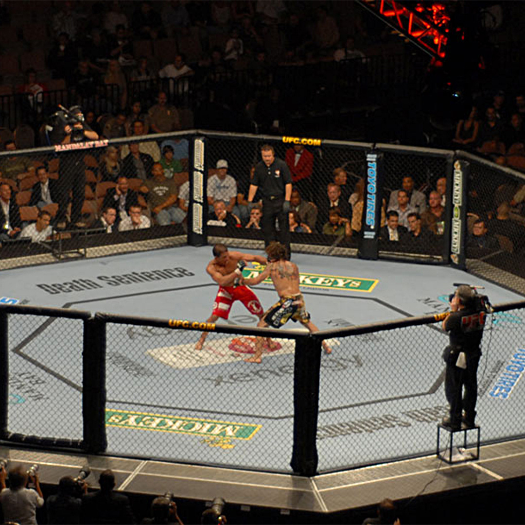 Deux combattants de l’UFC s’affrontent sur le ring.