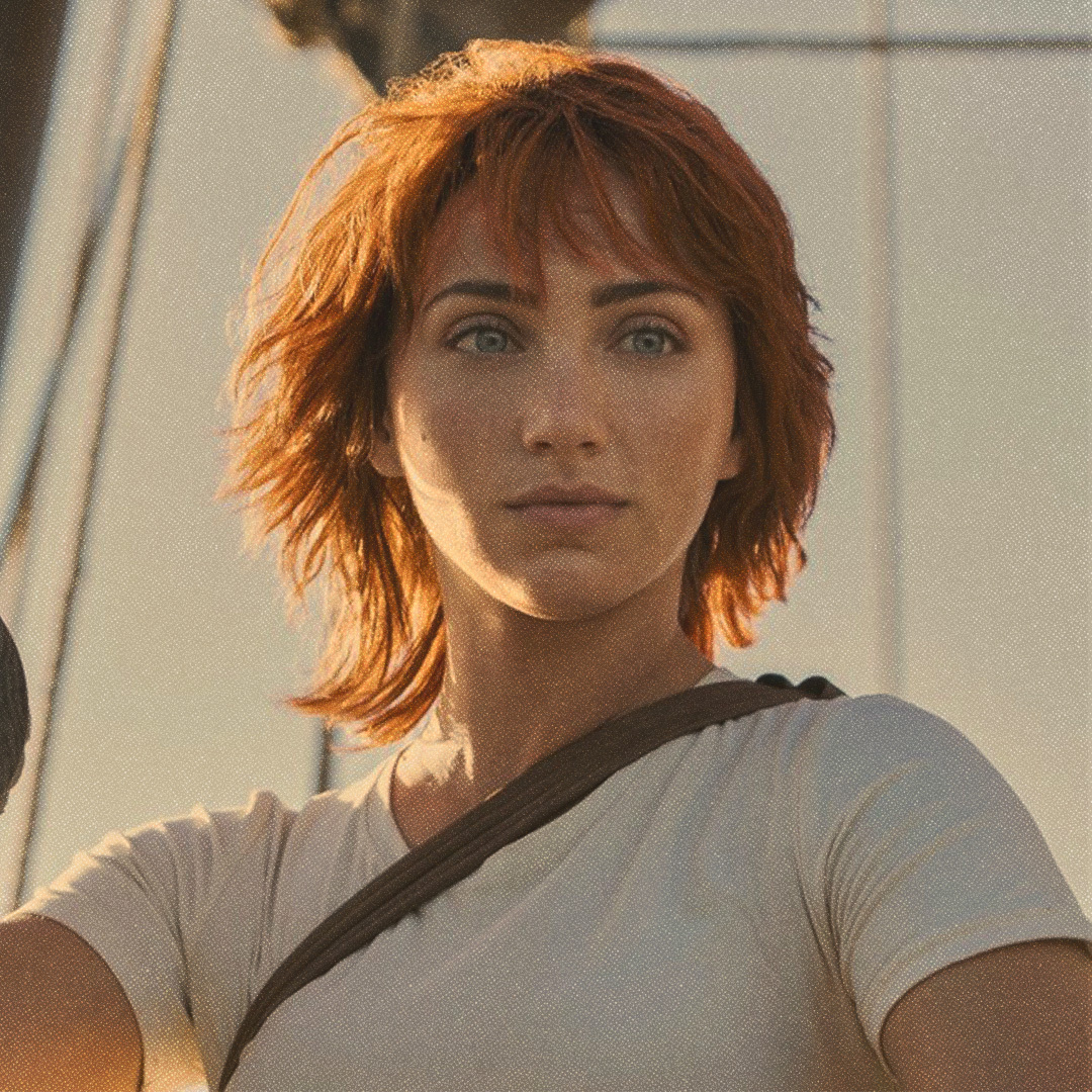 Nami, interprétée par Emily Rudd dans la série One Piece sur Netflix.