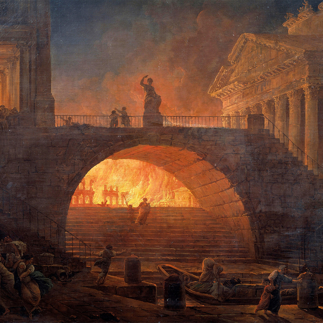 La toile «Incendie à Rome» de Hubert Robert.