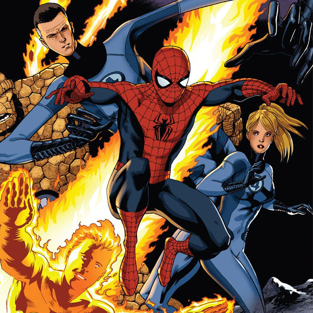 Spider-Man et les Quatre Fantastiques en bande dessinée.