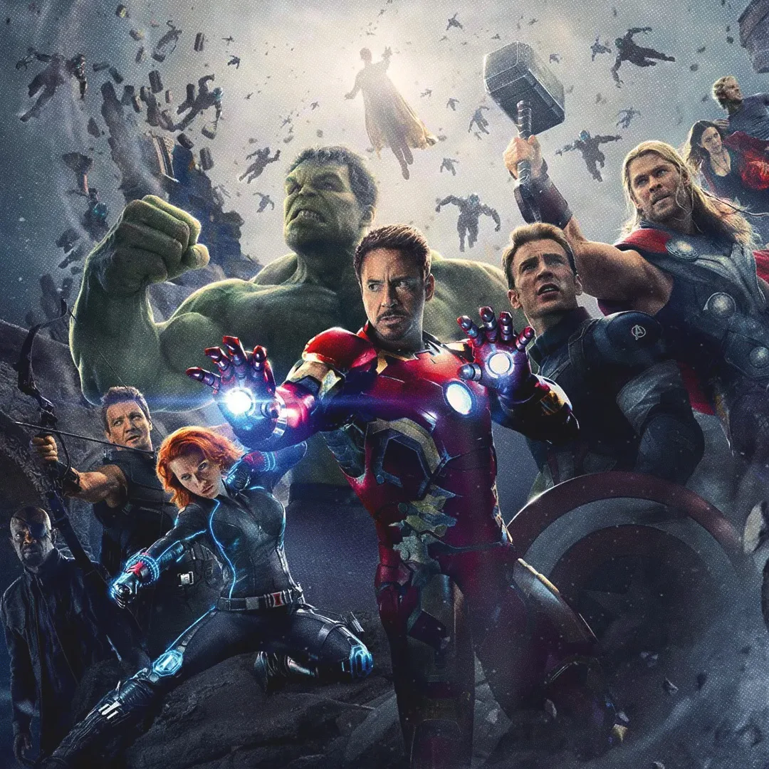 Image publicitaire pour Avengers: Age of Ultron (2015), réalisé par Joss Whedon.