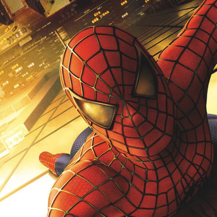 Gros plan de l’affiche du film Spider-Man de Sam Raimi.