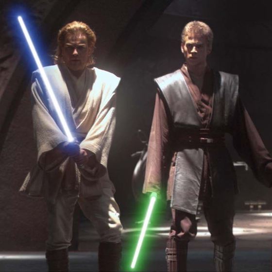 Anakin Skywalker loses his left arm in a fight with Count Dooku.