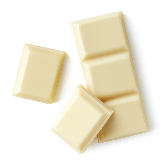Unlike dark and milk chocolate, white chocolate contains no cocoa solids.