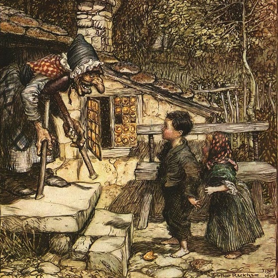 In the Brothers Grimm fairy tale, Hansel and Gretel return home with pieces of gold after escaping from the witch’s house.