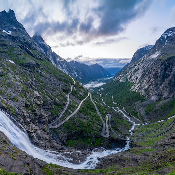 The multiple hairpin turns of Trollstigen mountain road in Norway make it too dangerous for cars, so it’s only accessible on foot.