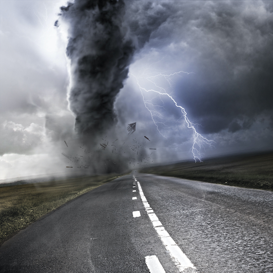 In the Northern Hemisphere, tornadoes usually turn clockwise.