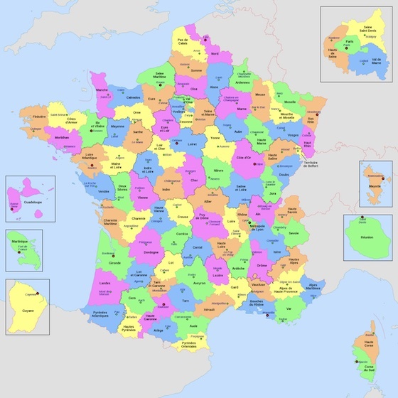 The French Revolution led to the creation of the first French departments.