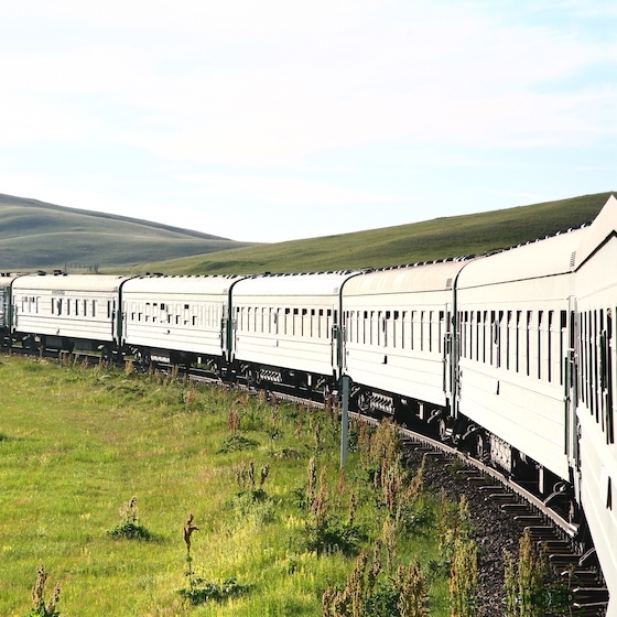 The longest train trip is the Trans-Siberian Express.