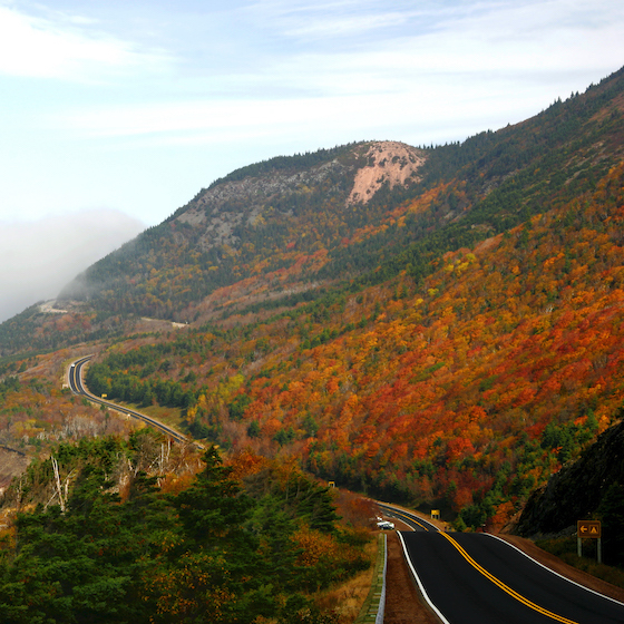 The 298 km (185 mi.) Cabot Trail loops around most of Prince Edward Island in eastern Canada.