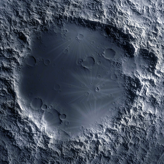 The Moon's surface is covered with at least 300,000 giant craters.
