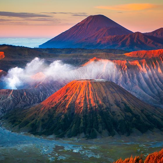 Over 100 volcanoes are active in Indonesia.