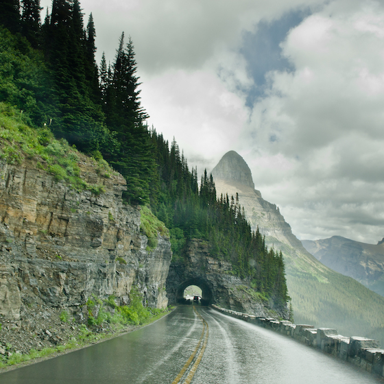 Going-to-the-Sun Road, in Montana, crosses the North American Continental Divide.