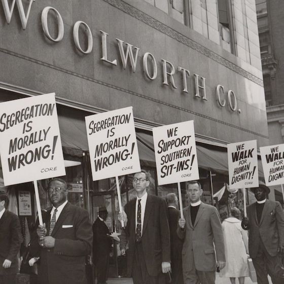 Sit-ins in Greensboro, North Carolina led to the desegregation of the Woolworth’s lunch counter in 1965.