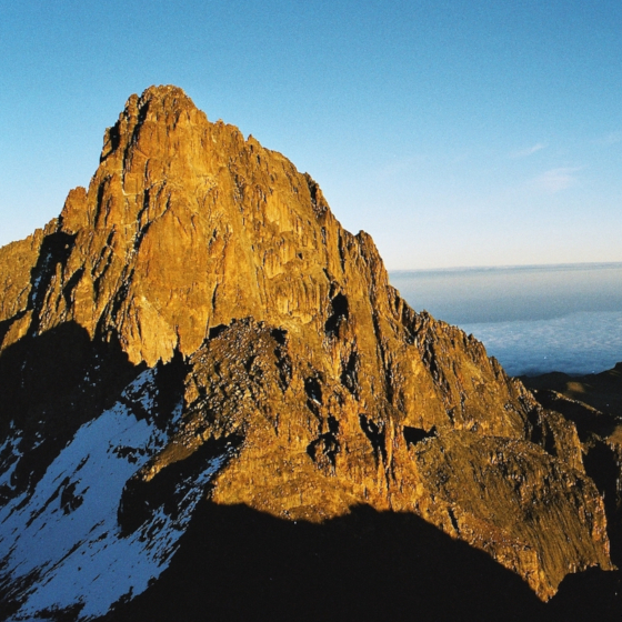 Located just south of the equator, Mount Kenya is rarely covered in snow.