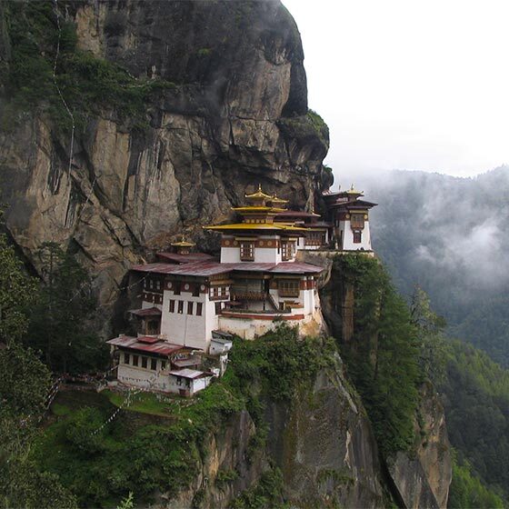 The Taktsang Monastery was completely devastated by a fire in 1998.