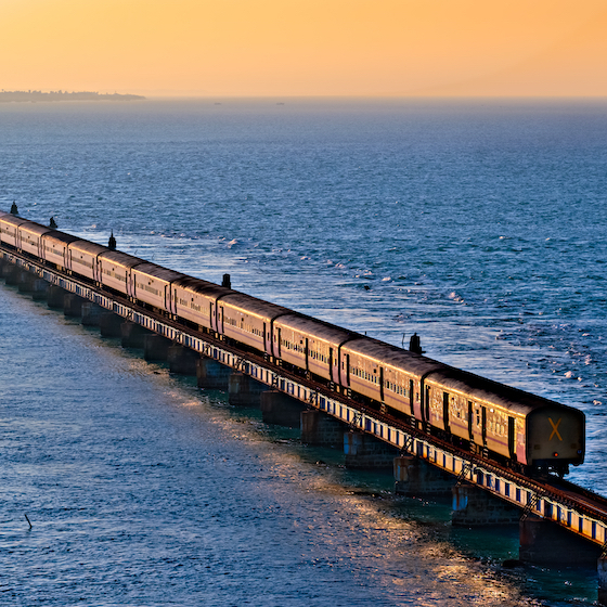 One of the world’s most dangerous train rides is India’s Chennai-Rameswaram Route, which crosses an ocean.