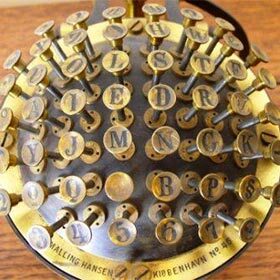 The “Hansen Writing Ball” was the first commercially produced typewriter.