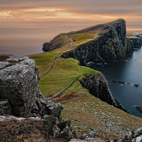 Scotland's eastern border runs along the North Sea.