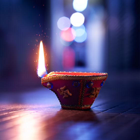 Lights are lit during Diwali, an important religious festival originating in India, to ward off bad spirits.