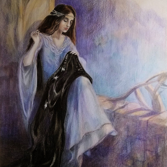 To thank Frodo for having carried the Ring, Queen Arwen gives him a white jewel.