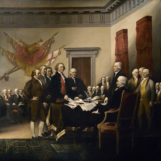 In 1776, George Washington finished writing the United States' Declaration of Independence.  