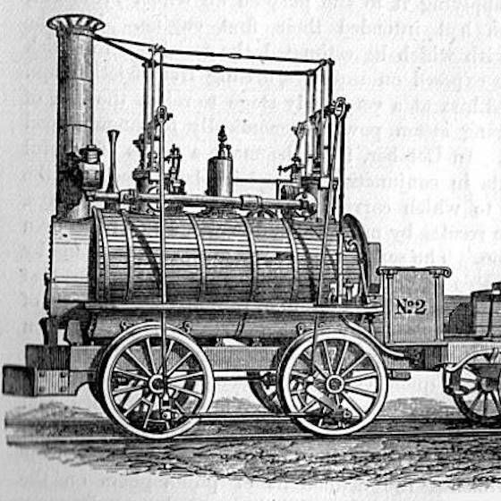 George Stephenson, the “Father of Railways,” built his first locomotive, Rocket, in 1829.