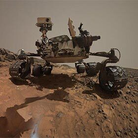 The rover Curiosity measures 39.3 in. (1 m) in length without the articulated arms.