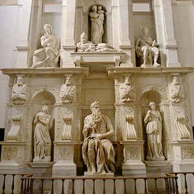 Michelangelo intermittently worked on the tomb of Pope Julius II for 40 years.