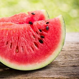 A watermelon is about 55% water by weight.