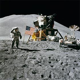 “Houston, we’ve had a problem here,” was the first sentence spoken by an astronaut treading the lunar soil.