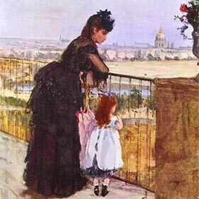 Renoir a peint Femme et enfant au balcon.