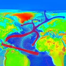 Le Gulf Stream (« courant du golfe ») est responsable des hivers doux en Grande-Bretagne.