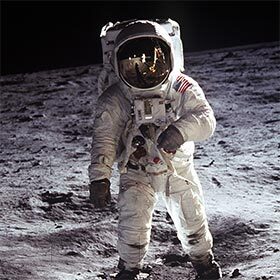 Spacesuits for the Apollo program weighed about 159 lb. (72 kg).