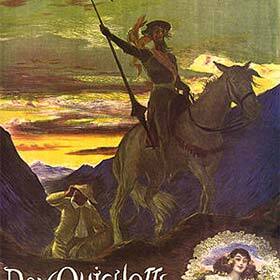 Dans le roman Don Quichotte, le chevalier jure amour et fidélité à la paysanne Rossinante.