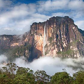 Angel Falls are so high that, on warm days, water evaporates before reaching the stream below.