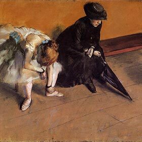 Degas produced Waiting, a pastel on paper.