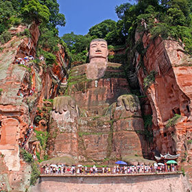 The Leshan Giant Buddha is located less than 62 mi. (100 km) from Hiroshima, in Japan.
