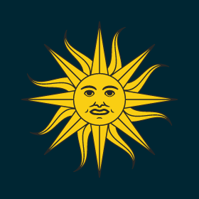 On trouve l’emblème Sol de Mayo sur le drapeau de l’Argentine et de celui de l’Uruguay.