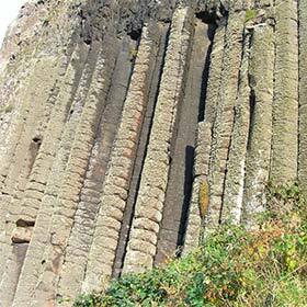 The basalt columns of the Giant’s Causeway are made of cooled lava.