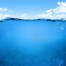 The average depth of the oceans is about 14,000 ft. (4,250 m).