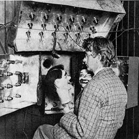 The first two characters on television were puppets: James and Stooky Bill.