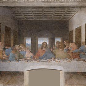 The Last Supper shows the last meal Jesus took with his 12 disciples.